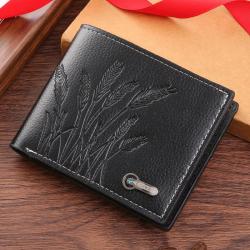 Men's Multi-Card Cross-Border Embossed Wallet Short Horizontal Business Leisure Coin Purse with Waterproof Feature
