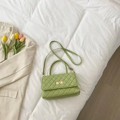 Ins Popular Fashion Small Bag Female Personality Patent Leather Crocodile Print Bag Acrylic Chain One Shoulder Underarm Bag Tide