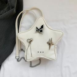Custom Tote bag Star decoration Simple PU women's bag portable zipper single shoulder chain niche design plus logo