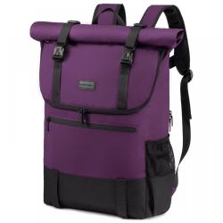 LOVEVOOK Laptop Rucksack Backpack Retro Oxford Laptop Backpack  Waterproof 17 Inch Roll Top Backpack Unisex