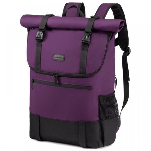 LOVEVOOK Laptop Rucksack Backpack Retro Oxford Laptop Backpack  Waterproof 17 Inch Roll Top Backpack Unisex