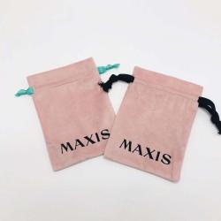 Custom Logo Printed Velvet Jewelry Drawstring Dust Pouch High End Gift Cosmetic Packaging Velvet Bag