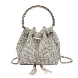 KBW003 New Women Bag Bright Diamond Handbag Fashion Trend Chain Shoulder Bag With Diamond Drawstring Bucket Bag