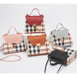 2023 New Fashion Simple Trend Single Shoulder Bag Wholesale Diagonal Cross Bag Pu Leather Contrasting Color Handbag
