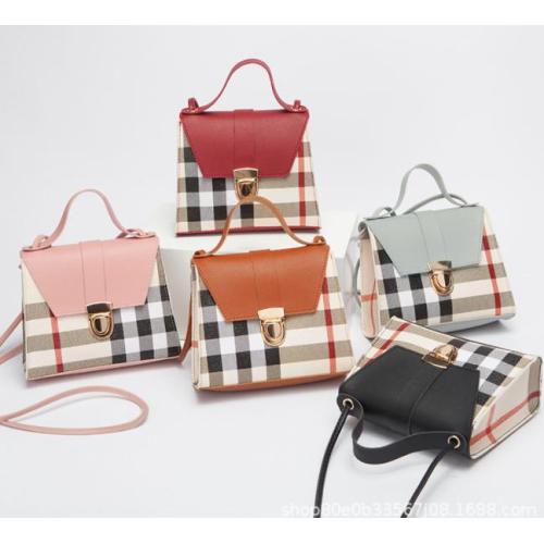 2023 New Fashion Simple Trend Single Shoulder Bag Wholesale Diagonal Cross Bag Pu Leather Contrasting Color Handbag