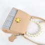 Trendy Design Korean Style Mini Handbag For Women Small Pearl Handle Color Matching Cross Body Handbag