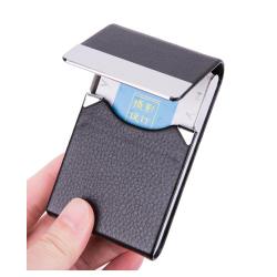 OEW099 Custom Logo Business Card Case Metal Credit Card Gift Box For Men Pu Leather Name Card Holder with Magnetic Shut