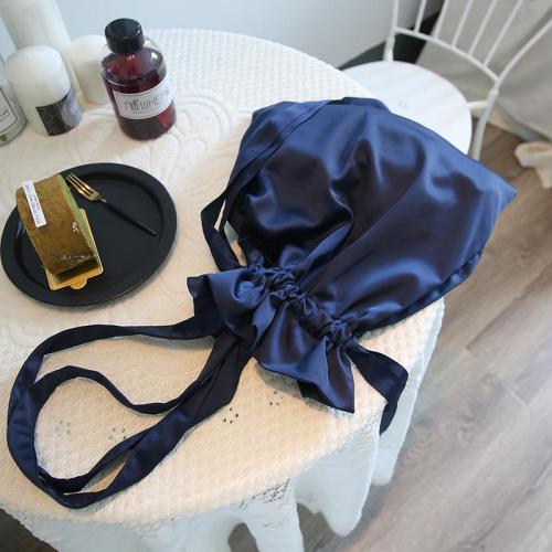2024 Drawstring shoulder bag smooth satin handbag versatile style bucket  dust bag for bag custom logo