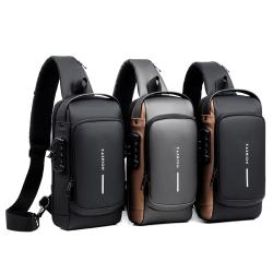 Motorcycle Chest Bag Password Anti-theft Single Shoulder Bag Sports Leisure Multi-functional USB Crossbody Bag For Men