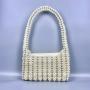 custom 2024  woven  acrylic resin beads beaded shoulder bags white Pearl Vintage Design Ladies Bead Underarm Women Hand Bags