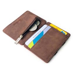 ZR165 Korean Version Versatile Creative Frosted Leather Magic Wallet Card Zipper Change Men's Wallet Wholesale