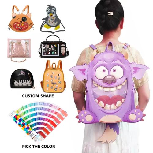custom shape monster ita bag custom ita bag transparent pvc cute messenger ita bag for lady and girls