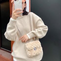 Autumn Lingge rabbit fur bag women's 2022 Plush winter Korean chain shoulder messenger bags for ladies