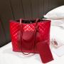 High Quality PU Leather Reusable Large Capacity Shopping Tote Shoulder Bag With Outside Pocket