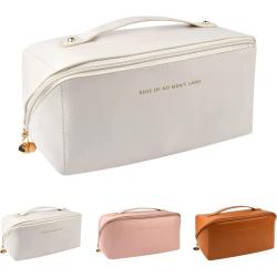 Gelory Custom Logo Large Capacity Travel Cosmetic Bag PU Leather Makeup Bag New Portable Waterproof Zipper Storage Makeup Bag