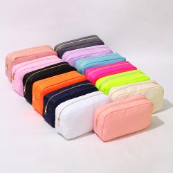 2022 Wholesale Personalised Fabric Letter Patches Nylon Zipper Travel Toiletry Cosmetic Bags Nylon Makeup Pouch