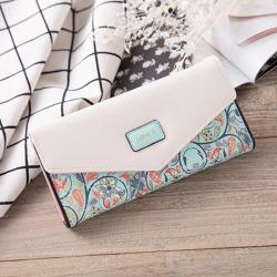 HR145 Women's Artificial Leather Lovely Wallet Clip Fashion Versatile Long Zipper Purse Wedding Birthday Metal Women's Handbag