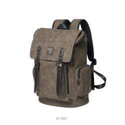 College Retro Flip Backpack Leather British Style Large Capacity High School Backpack