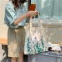 Gelory Simple Chamomile Printed Tote Bag Student Cute Women Canvas Shoulder Bag Large Capacity Handbag