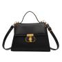 2024 new design women's bag popular fashion lock buckle single shoulder crossbody bag solid color texture small square bag