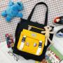 New Fashion Unisex Canvas Bag Custom Ins Large Capacity Double Shoulder Cross Body Bag Zipper Simple Constracting Color Backpack