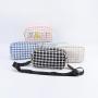 NNew Arrivals Women Fashion Personalized Embroidery Tweed Fabric Makeup Bag Custom Checked Paid Travel Pouch Makeup Organizer
