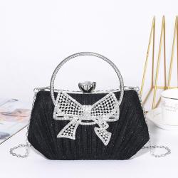 New arrival diamond inlaid banquet evening dress bag champagne hand bags chain crossbody bowknot evening bag 2024 handbags