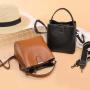OEM Luxury Designer Casual Bucket Handbag for Women Striped Crossbody Shoulder Bag with Leather and Lock Decoration