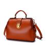 New Leather Handbags Messenger Bag Retro Simple Contrast Color Handbag Leather Doctor Bags