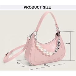 Designer PU Leather Hobo Handbags For Women Custom Pearl Love Chain Shoulder Trap Bag Women's Hobo Bags