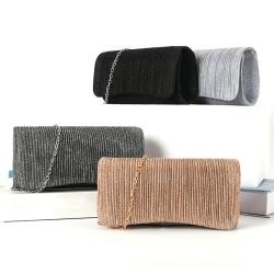 Wholesale Women's Bags Wallet Glitter Clutch Bag Striped Pleated Evening Bag Ladies Clutch
