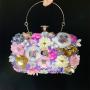 ZR621 Woman Evening Bag Daily Life Girl Chain Square Single Shoulder Crossbody Bag Bride Flower Wedding Party Dinner Bag Handbag