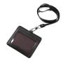 Office Used Horizontal ID Card Name Tag Badge Holder With PU Leather Lanyard