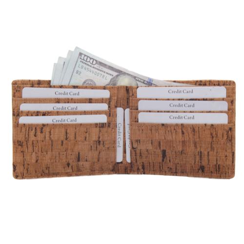 Eco Friendly Gift RFID Blocking Cork Wallet, Slim Bifold Vegan Credit Card Holder Coin Purse Wallet For Men