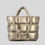 Customize various types of quilted bags winter down handbags fluffy tote bags casual large capacity tote bags handbag for ladies