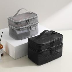 Large capacity portable travel minimalist mesh makeup bag