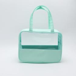 RTS Large Capacity Clear Makeup Bags With Chenille Letter Patches Waterproof Beach Transparent Toilet Cosmetic Bag with Handle