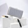 Womens Golden Glitter Clutch Purse Pleated Evening Bag For Bridal Wedding Party Satin Material With Long Chain Strap YGC-176