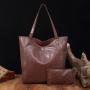 Women's Soft Leather Hand Bags Oil Wax Leather Large Capacity Single Shoulder Bags Classic Tote Bag Set Pocket PU Leather Ladies