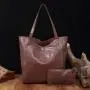 Women's Soft Leather Hand Bags Oil Wax Leather Large Capacity Single Shoulder Bags Classic Tote Bag Set Pocket PU Leather Ladies