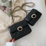 2024 New Fashion Korean Single Shoulder Bag Messenger Small Square Bag Diamond Lattice Chain Pearl Lock Women's Bag