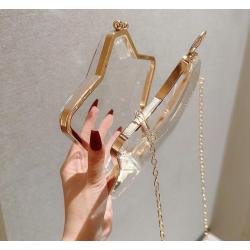 New style fashion star clutch bag evening bags acrylic star shape clear clutch purse bag with chain for women