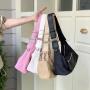 Wholesale Korean square shoulder bag nylon simple fashion bag with small pocket Nylon Half-Moon Bag