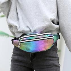 Gelory Custom Logo Laser Women Sports Waist Bag Shiny Holographic Waterproof Phone Fanny Packs