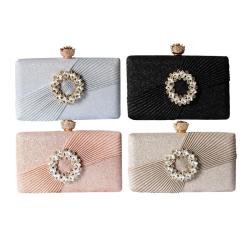 Hot Sale Factory Direct Luxury Ladies Fashionable Metal Frame Diamond Pearl Pleated Evening Bag for Bridal Wedding Party