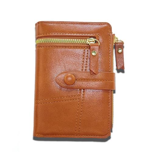 HR511 Women's Short Card Bag Solid Color Sewing Thread Coin Holder Credit Business Card Holder Buckle Zipper One Piece Purse