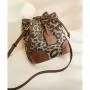 Fashion Winter Messenger Bag Leopard Print Canvas Drawstring Bag Ladies Bucket Tote Handbag Women Office Shoulder Bag Crossbody