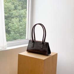 Autumn Brown Premium Crossbody Bag New Metal Switch Tote Bag Luxury Crocodile Pattern Handbag