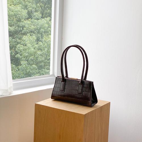 Autumn Brown Premium Crossbody Bag New Metal Switch Tote Bag Luxury Crocodile Pattern Handbag