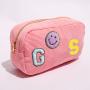 Keymay 2022 New Trendy Product Custom Toiletry Pouch Pink Corduroy Cosmetic Bag